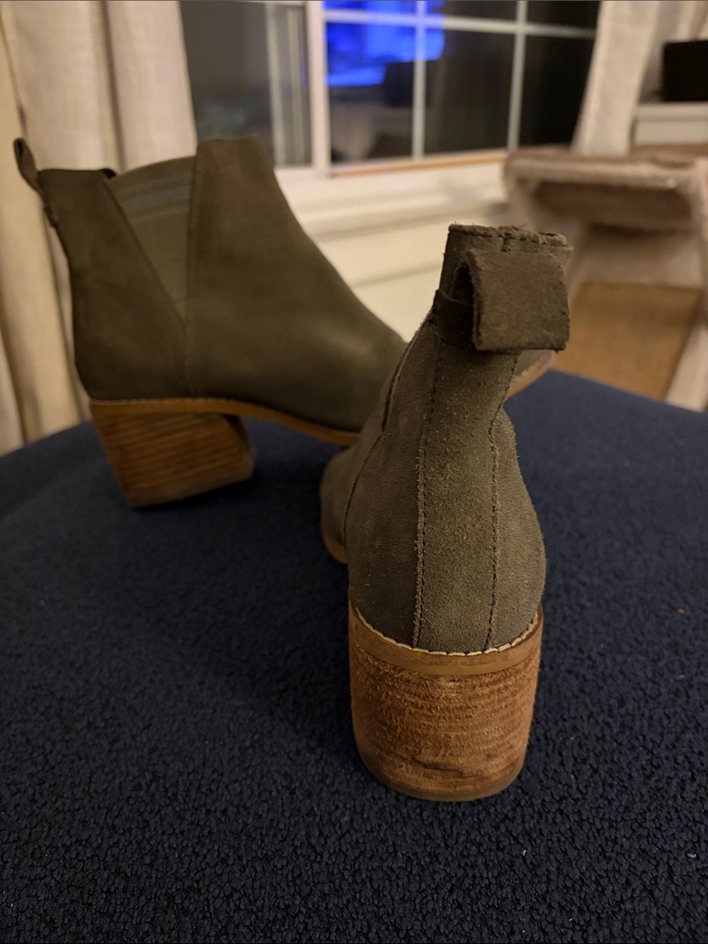 TOMS Women's Olive Suede Chelsea Ankle Boots - Slip-On Comfort